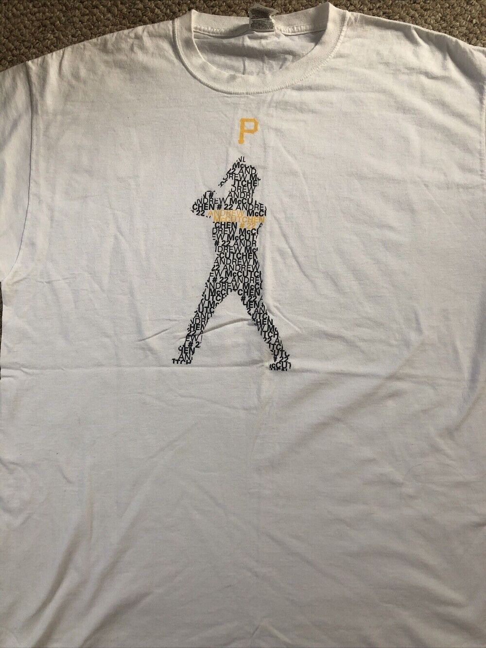 Andrew McCutchen Pittsburgh‎ Pirates MLB Stadium Giveaway T Shirt Rare White XL
